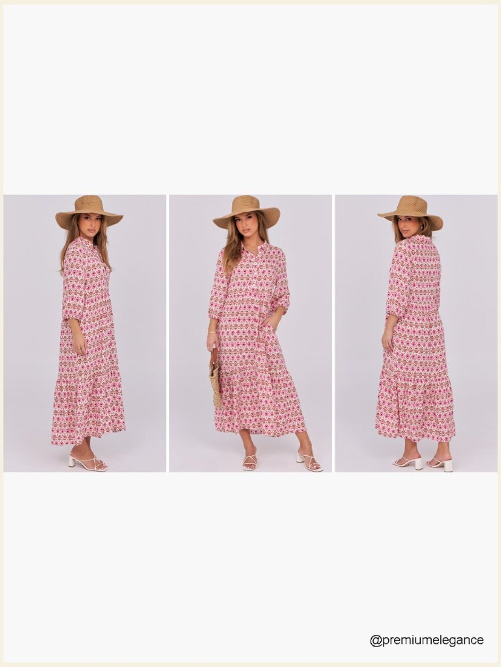 Rayon Maxi Dress with Puff Sleeves, V-Neck, Floral Print, Size S - Picture 7 of 7
